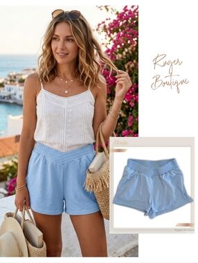🌿Shein Womens Small Light Blue Crossover Shorts